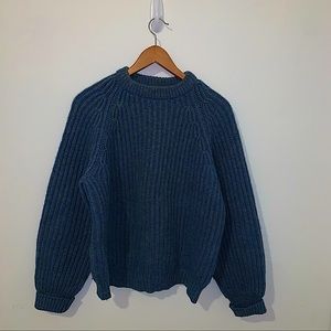 Vintage Peter Storm Wool Blue Cable Knit Sweater